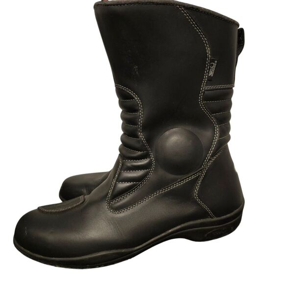 Road Master Black‎ Leather Oil Resistant Waterproof Motorcycle Boots Mens 12 - Picture 1 of 10